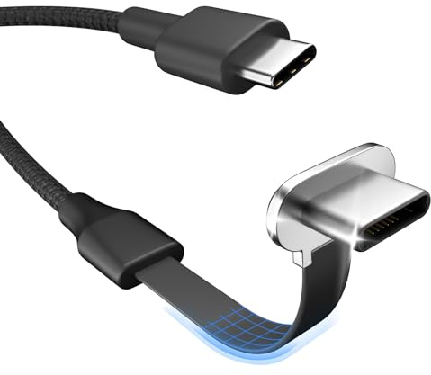 USB C to USB C Cable, 60W PD Fast Charging 3.3FT, 90 Degree Right Angle USB C Cable, Flat Charger Cord for iPhone 15, Samsung Galaxy, MacBook, iPad, Steam Deck, Nintendo Switch