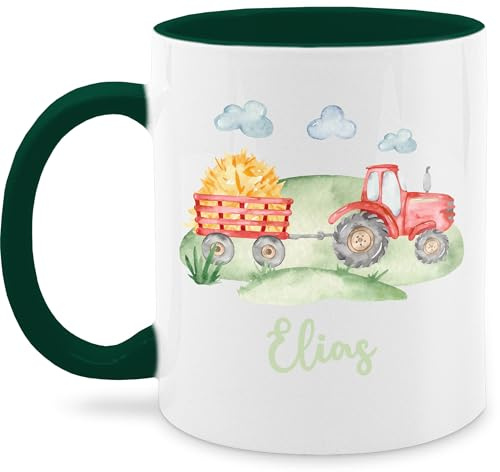 Tasse Tassen 325ml - Traktor Trecker Bauer Schlepper Landwirtschaft Bulldog - 325 ml - Dunkelgrün - personalisierte geschenkideen für landwirte traktoren tractor kaffeetasse kindertasse keramik