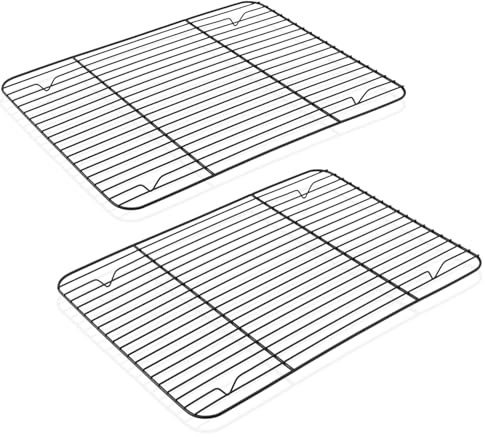 Cooling Racks, Homikit Stainless Steel Grill Wire Rack Set of 2, Non-Stick Cake Racks for Baking Cooking Roasting Drying, 38.9x28.1x1.5cm Fit Large Baking Tray, Healthy, Heavy Duty & Oven Safe