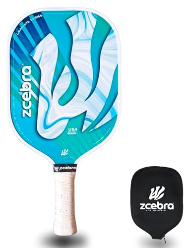 ZCEBRA Pala de Pickleball Carbono - Raqueta Ligera Fibra de Carbono núcleo de Panel de Abeja Polipropileno Grafito– Set Funda Neopreno - Sky Edition