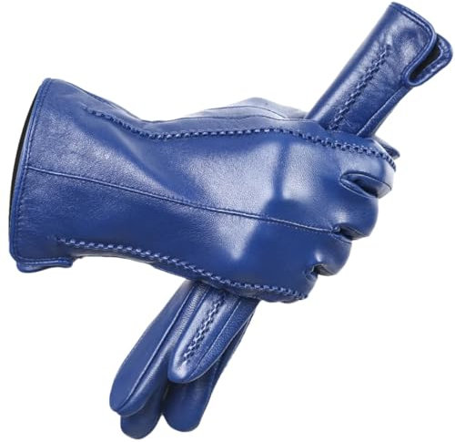 Touchscreen Lederhandschuhe Lederhandschuhe Damen Leder Winterhandschuhe Warm halten Damen Lederhandschuhe, blau, 8.5