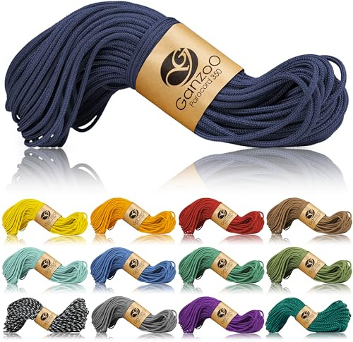 Ganzoo Paracord 350 Navyblue kärnmantelrep 30 m, Typ 1 2,5 mm, mantel i nylon/polyester och kärna 100% nylon för utomhussnöre, knutar, takling, armband, hundkoppel, hundhalsband, camping och DIY