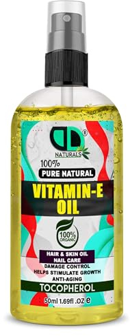 100% Pure Natural Vitamin E Oil, Moisturising and Nourishing Oil For Skin, Scars, Hair & Face, Scalp, Nails, Moisturising & Hydrating Carrier Oils, Vegan, Cruelty Free (50ml SPRAY)