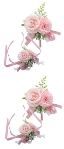 ABOOFAN 2 Sätze Accessoire zum Verkleiden der Hochzeit hochzeitsdeko künstliche blüten Anstecknadel für Männer Armbänder Herren Armband realistische Ansteckblume für den Bräutigam