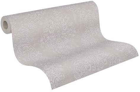 A.S. Création Pure Elegance Vliestapete mit Ornamenten 0,53 x 10,05 m – Beige, Grau - Barocktapete Made in Germany - 397656