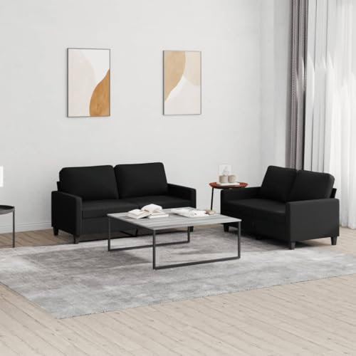 ZEYUAN 2-TLG. Sofagarnitur mit Kissen Schwarz Stoff, Sofas & Couches, Sofa Wohnzimmer, Sofa Für Jugendzimmer, Relaxsofa, Sofa Für Schlafzimmer, Polstersofa - 3201448