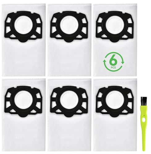 5 sacchetti di ricambio,Compatibile con Aspirapolvere KWD1、KWD2、KWD3、WD2 Plus、WD3、SE 4001、SE 4002、WD 3.200-WD 3.800 M、2.863-314.0（5 Sacchetti Filtro +1 spazzole）