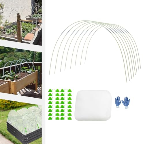 QRANSEUYXY Gewächshaus Hoop Garten Netting Kit, Gewächshausreifen Fiberglas, Tunnelbogen für Hochbeet, Pflanztunnel Bögen, Gartentunnel Reifen, Garten Hoops für DIY Wachsen Tunnel
