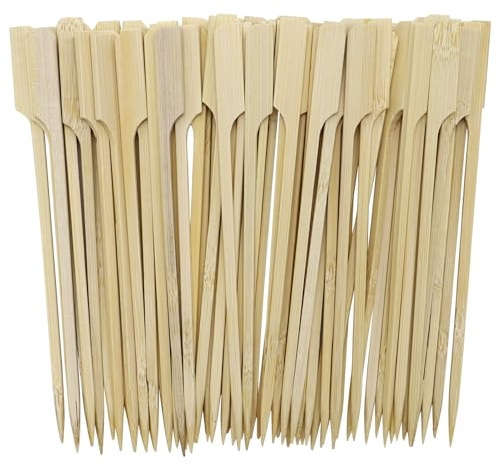 6 / 15CM Bamboo Kebab Skewers 110PCS Food Appetizer Toothpicks Flat Paddle Wood Picks for Apple, Cocktail Fountain, Marshmallow, Burger, Chocolate Bouquet, Barbeque, BBQ, Barbecue, Yakitori Chicken
