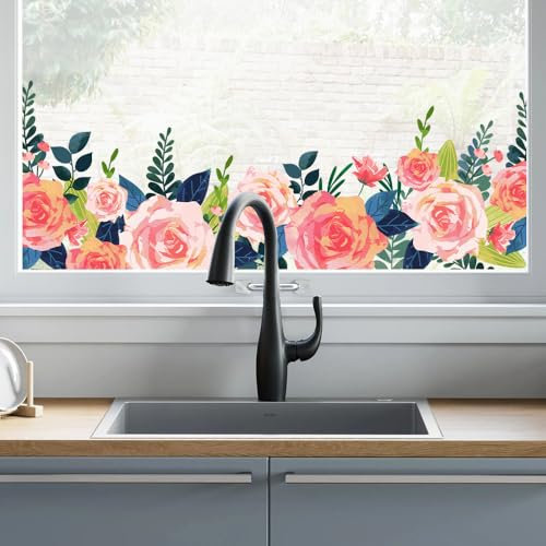 Milchglasfolie Blaue Pfingstrose Fensterfolie Schlafzimmer Fenster Sichtschutzfolie Milchglasfolie Selbstklebend Fenster Klebefolie Fenster Sichtschutz Folie für Fenster Fensterfolie Bad 50x100cmx4