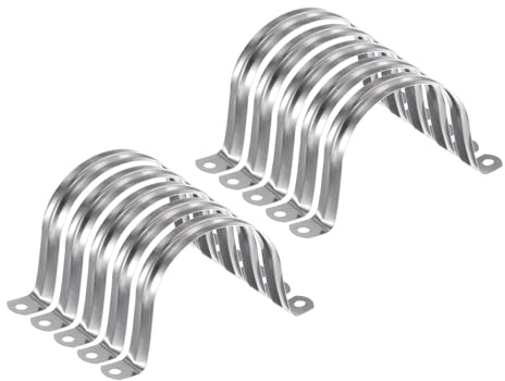 sourcing map 10pcs 3 Inch 75mm Conduit Clamps, M75 U Tube Pipe Clamp | Stainless Steel,Rigid Pipe Strap, U Shaped Bracket with Two Hole for Pipe Tube Hose Wire Cord Fixing