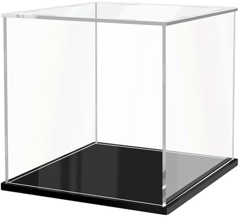 JUJOMAT Schaukasten Vetrina con Base Nera Organizzatore in Acrilico Trasparente Scatola Protettiva Antipolvere in Acrilico per Action Figure Giocattoli e Oggetti da Collezione 35*35*35cm