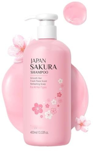 Japanese Sakura Shampoo, klärende, feuchtigkeitsspendende und verdickende Haarpflege, repariert, glänzend, stärkt Volumengebung, veganes Shampoo für trockenes, geschädigtes Haar und Kopfhautpeeling,