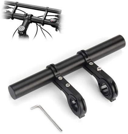 Batheidon Extensor de Manillar Bicicleta 20cm, Prolongador Manillar Aleación de Aluminio para GPS, Teléfono, Velocímetro, Compatible con Manillares de 25,4mm a 31,8mm
