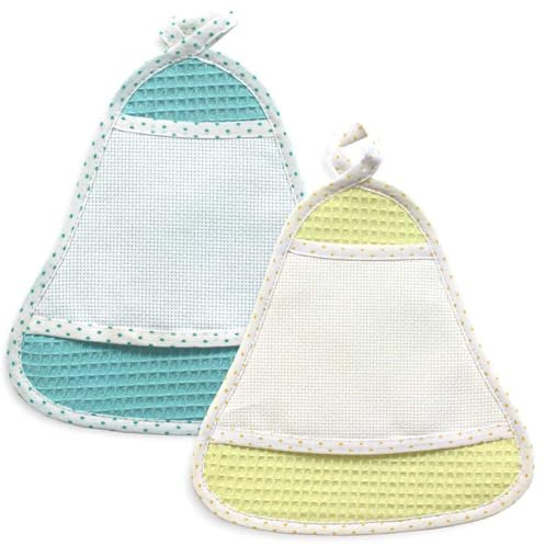 Presine da Cucina a forma di Campana da ricamare a punto croce, Set da 2 Pezzi presine campana con tela aida, Coppia di presine da cucina (NIDO D'APE VERDE/GIALLO)