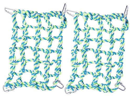 FONDOTIN Kletterseil-Set Für Papageien – 2-teiliges Kletternetz Für Haustiere Hängenetz Für Papageien Hängematte Für Vögel Aus Seilen Zum Klettern Und Spielen Zur Verbesserung