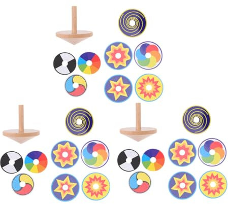 TOYANDONA 3sätze Bunte Holzkreisel Aus Robustem Leichtem Material Langlebige Kinderspielzeuge Für Draußen Und Drinnen Farbenfrohe Peg-top Spielzeuge Für Jungen Und Mädchen Einfach Tragbar Un