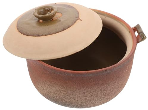 DINHEAROM Pentola Terracotta Per Stufati e Zuppe Capacità Per Cucina Casalinga e Famiglia Con Manico Per Facilità Uso