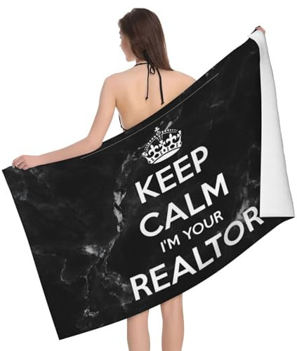 Strandtuch Bleib Ruhig Ich Bin Dein Immobilienmakler Mikrofaser Duschtücher Tragbares Strandhandtuch Für Männer Yoga Reisen 80X130Cm