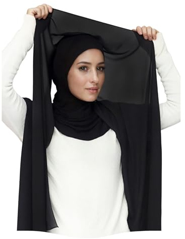 Lina & Lily Chiffon Instant Hijab Kopftuch mit Jersey Ninja Unterkappe für Muslimische Frauen