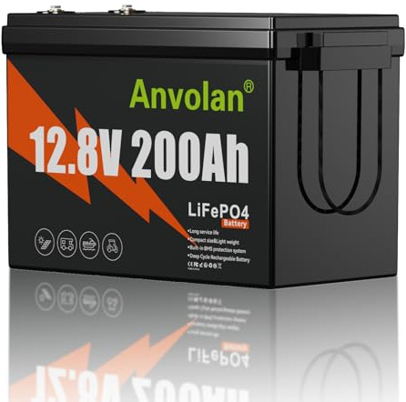 12V 200Ah Lithium LiFePO4 Batterie, mit200A BMS,2.56KWh, Max.15000 Zyklen Deep Cycle Lithium Akku,für Ersatz Blei-Säure Batterien,Boote,Solaranlage Off-Grid,Trolling Motoren,Wohnmobile(200Ah 12.8Volt)
