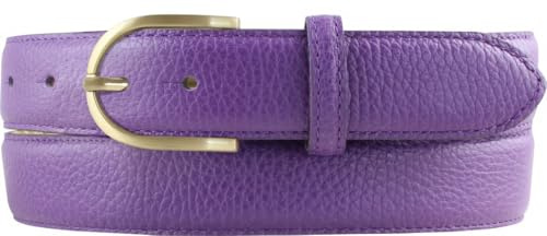 BELTINGER Italienischer Damen-Gürtel, 30 mm breit, Damen, Chinogürtel, Hosengürtel, strukturiertes Leder, Schließe Gold | Lila 115cm