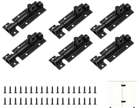 6 Pack Small Bolt Lock, Gate Bolt, 36 Inch Barrel Bolt Lock, Stainless Steel Slide Bolts Latch with Screws for Doors, Cabinets, Fence Gate,for Interior Doors in Bedrooms,Babinets, and Storage Rooms