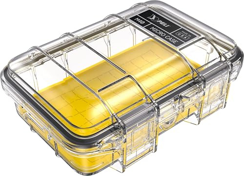 PELI M40 Micro Case - Caja Protector Pequeña; Protección Superior para Equipos Valiosos y Herramientas Compactas; Resistente al Agua, al Polvo y a los Golpes; Volumen 1L; Amarillo/Transparente