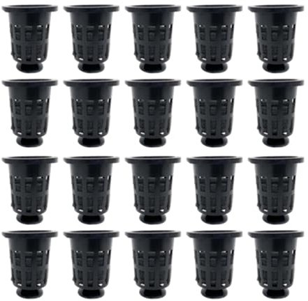 ＡＷＨＡＯ 20x Macetas de Malla para Cultivo hidropónico, cestas de Red ranuradas, Redondas con Esponja, para Interior y Exterior, tamaño pequeño