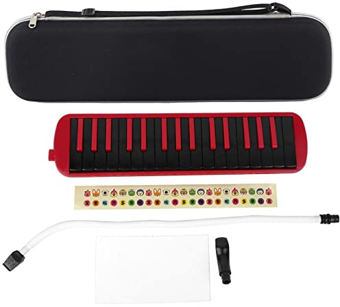 Tbest Melodica Instrumento Musical de Viento de 32 Llaves Adecuado para Principiantes Bolsa de Ejercicio F32s - Azul/Rojo Color (Rojo)
