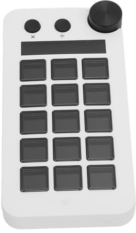 Vvikizy 15 Macro Keys Stream Controller with Knob, Customizable Visual Keyboard, Effortlessly Manage Streams Shortcuts for Multiple Programs, Compatible with PC OBS Software (White)