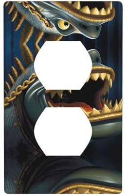 Phayah Placa de pared dúplex con patrón de pez encadenado, tamaño estándar, policarbonato termoplástico, tapas de enchufe dobles