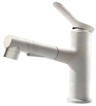 WQPMNYG Robinet de Salle de Bain extractible de Haute qualité, mitigeur de Cuisine monotrou Gris/Chrome, Technologie d'économie d'eau, Design élégant pour lavabo et Baignoire, Installation