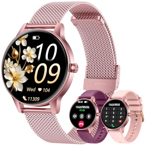 Montre Connectée Femme avec Appel Bluetooth: 1.27 Smartwatch avec Fonction Féminine Cardiofréquencemètre SpO2 Sommeil Montre 100+ Mode Sport Imperméable IP68 Fitness Podomètre Compatible iOS Android