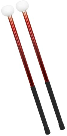 Lot de 2 bâtons de timbales en alliage avec tête en feutre pour l'éducation musicale Rouge 39,7 x 3,6 x 1,5 cm