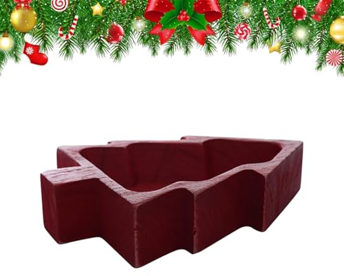 Generisch Cuenco de madera, vela, árbol de Navidad, plato de servir para hacer velas, para aperitivos, alimentos, decoración de mesa, escritorio, oficina, dormitorio, vacaciones