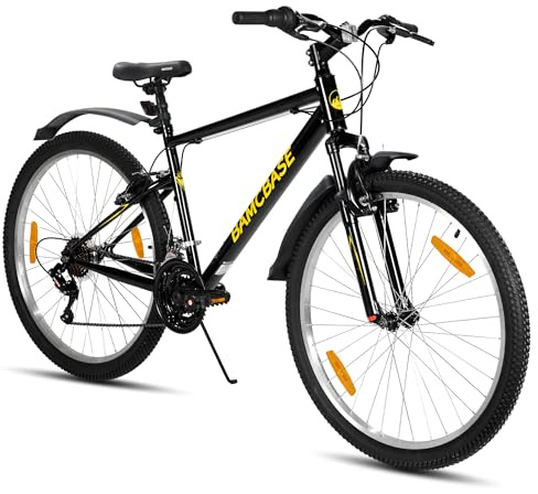 HILAND Agave 26/27,5 Zoll Mountainbike, Vorder- und Hinterrad-V-Bremse, Herren und Damen Fahrrad mit 18-Gang, Hochfester Stahlrahmen, Mountainbike für Erwachsene, Schwarz/Blau/Grau