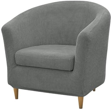 Generisch Sesselbezug Stretch, 2 Teiliger Maiskornsamt Schonbezug Für Clubsessel, Rutschfester Universal Sofa Cover, Runde Fassstuhlbezüge, Ohrensessel überzug,for Wohnzimmer,Theke,Dark Gray