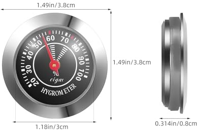 Toyvian Hygromètre Mécanique Rond pour Cave à Cigares et Instruments de Musique Analogique Précis et Portable Accessoire Humidor sans Batterie Design Élégant