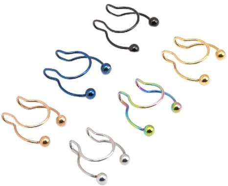 6 St 20g Falska Näsringar, U-Ring Clip-On Rostfritt Stål Septum Smycken Icke-Piercing Brosk Falsk Ring för Kvinnor Män