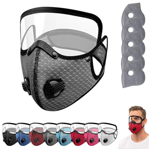 Nikyrme Reusable Carbon Filter Dust Mask With Adjustable Goggles, Staubmaske Mit 10 Aktivkohlefiltern, Staubschutzmaske Mit Abnehmbare Brille Für Holzarbeiten Staub