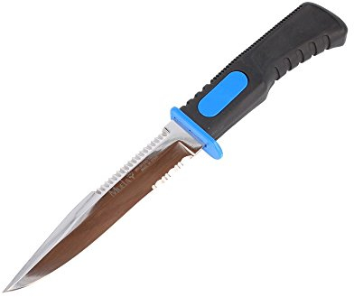 Electropolis Harpunen Messer Muela Marina SUB-14.3-Serie, blau mit blauem Hülse, Gummifaust, insgesamt 24 cm + Mehrzweckgeschenkkarte