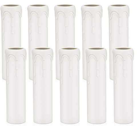 DiCUNO E14 stearinljus plastskydd 25 x 100 mm rör ljuskrona uttagsskydd för ljuskrona vägglampa hängande ljusbeslag och de flesta lamphållare ersättning och juldekoration-vit, 10P