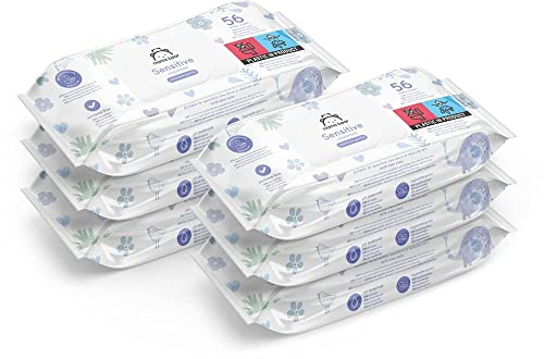 by Amazon Sensitive Toallitas para bebé, 336 toallitas, 6 paquetes de 56 (Anteriormente una marca Mama Bear, el mismo producto)