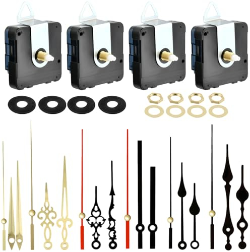 BATINO 4 Stücke Uhrwerk für Wanduhr Uhrwerk mit Zeiger DIY Uhrwerk Mechanismus Uhrwerke für Wanduhr Lautlos Quarzuhrwerk mit Zeiger mit 6 Uhrzeiger Sets zum Reparatur Ersatzteilen