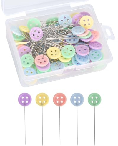 100 stücke Head Pins für DIY,Mehrfarbige Stecknadeln Mit Kopf,stecknadeln mit Kopf bunt,Mehrfarbige Stecknadeln,Head Pins,Kratznadeln mit Aufbewahrungsbox-für DIY Schmuck (Schaltfläche)