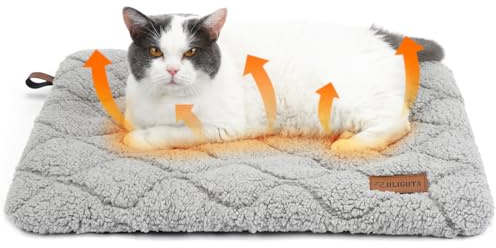 ULIGOTA Self Warming Cat Bed Self Heating Cat Dog Mat Soft & Fluffy Pet Bed Noiseless Thermal Pet Pad for Indoor Outdoor Pets with Removable Cover Non-Slip Bottom (60x45x3cm)