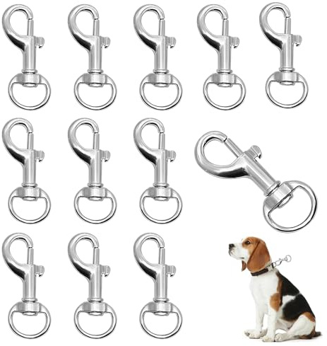 12-Stück Karabiner Hundeleine,Karabinerhaken mit Drehgelenk,Karabiner mit Drehgelenk,Karabinerhaken Hundeleine,360° Hundeleinen für Wirbelkarabiner Haustiere Haken,Kleine Leichte Schlüsselanhänger