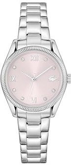 Lacoste Orologio con Movimento al Quarzo a Tre Lancette da Donna Collezione PARISIENNE con Cinturino in Acciaio Inossidabile Argentato, 2001422, Round Dial, Pink
