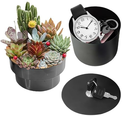 GOEDCH Cassaforte a forma di vaso da fiori con serratura a chiave: nascondiglio camuffato, fioriera nascosta per nascondere oggetti di valore, piante non incluse
